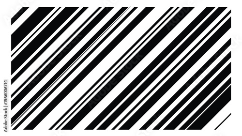 Bold diagonal stripe pattern depicting dynamic black and white lines of varying thickness for abstract background design