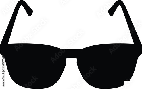 Sunglasses silhouette vector icon, black eyewear design, fashion accessory illustration, stylish glasses artwork, summer sun protection symbol, minimal outline graphic