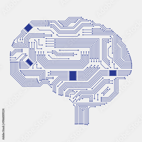 Artificial Intelligence Brain Circuit Illustration with Digital Neural Network Technology Concept