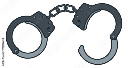 Cartoon illustration of handcuffs depicting police restraint equipment for law enforcement and crime design