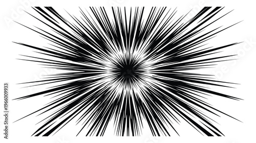 Bold silhouette illustration of radial speed lines depicting explosive burst effect for comic and manga design