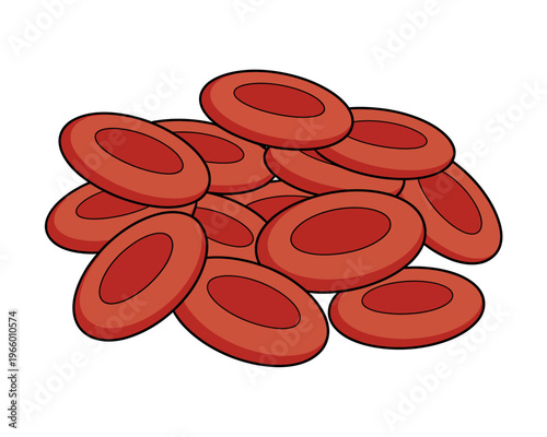 Cartoon illustration of pile of red blood cells