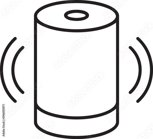 Smart speaker voice assistant device outline icon representing home automation artificial intelligence and audio vector illustration
