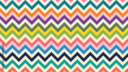 Rainbow chevron pattern with repeating geometric stripes and vibrant cheerful color scheme