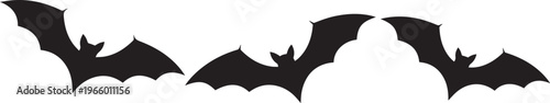 Bat Silhouette Border Halloween Design Flying Bats Spooky Night Decorative Banner Element