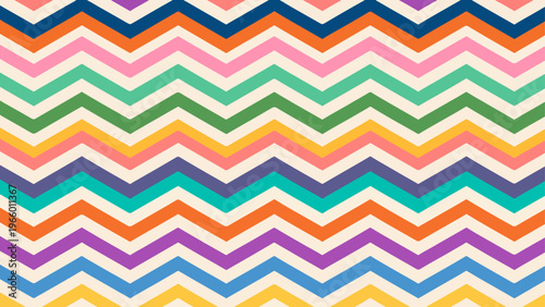 Vibrant zigzag composition with alternating bright hues creating fun rhythmic pattern for creative projects