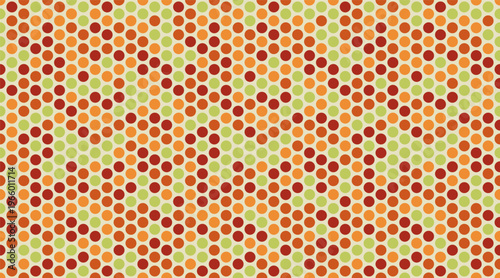 Vibrant autumnal geometric pattern.  Repeating circle design in warm earth tones creates a visually appealing texture ideal for website backgrounds, textile prints, or packaging.