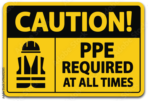 PPE required warning sign illustration, safety symbol for protective equipment compliance in industrial workplaces, construction sites, and hazard prevention areas.