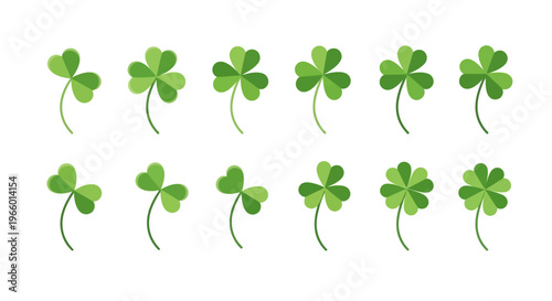 green four leaf clover illustration pattern design