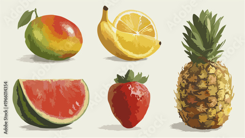 A semi realistic vector illustration fruits with clean background