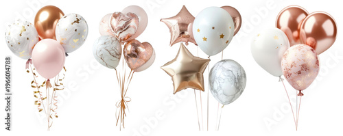 PNG Elegant balloons with metallic accents, transparent background