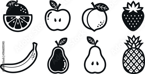 Charming collection of eight hand-drawn watercolor fruits with expressive faces, ideal for children's books, educational materials, branding, and playful marketing designs. Features vibrant yet soft c