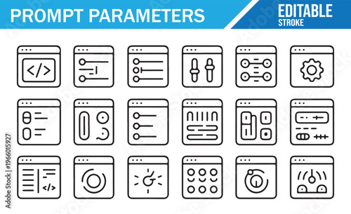 Algorithm and Prompt Parameters Icons for AI Interface and Automation Systems