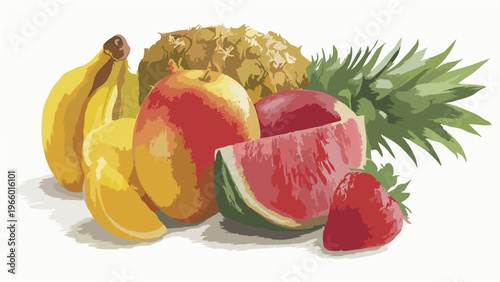 A semi realistic vector illustration fruits with clean background