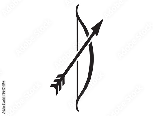 A stylized black bow and arrow icon on a white background