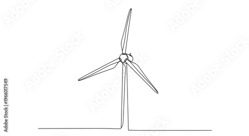 Line art of wind turbine on transparent background  