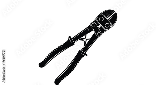 Black bolt cutters isolated on a white background detailed graphic silhouette