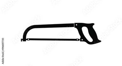 A black silhouette of a hacksaw a tool for cutting materials silhouette