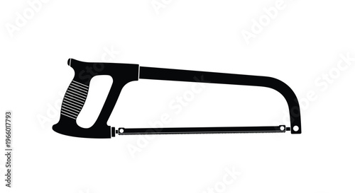 Simple black silhouette of a hacksaw tool isolated on white background silhouette