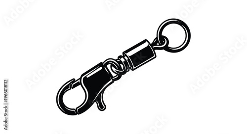 A black swivel snap hook isolated on a white background silhouette