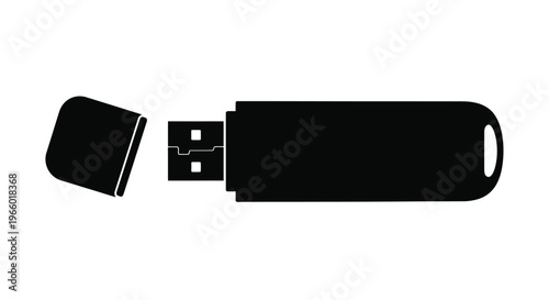 Black usb flash drive partially extended showing connector in silhouette