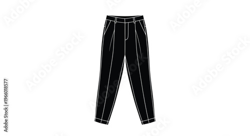 A black silhouette of tailored trousers focused on form and shape silhouette