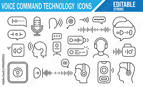 Audio and Voice Control Infographic with Microphone and Sound Wave Elements