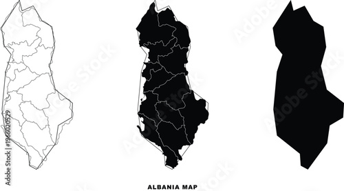 Editable Albania map vector set EPS 10 isolated on white