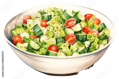 PNG Vegetable cucumber salad plate.