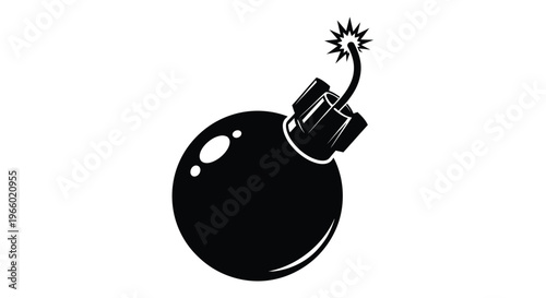 A striking black bomb design with a lit fuse a bold silhouette