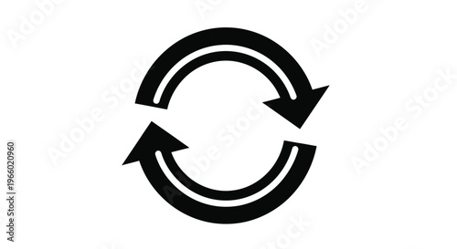 Two arrows forming a circular flow a simple graphic silhouette