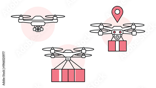 Various types of drones with different payload capabilities illustrated Vector, illustration
