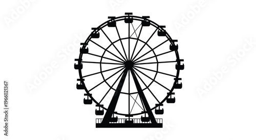 A striking black silhouette of a large ferris wheel structure