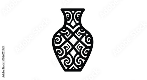 Intricate patterned vase design a striking black form silhouette