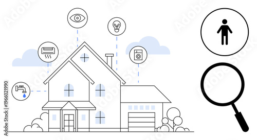 Smart home concept. Smart home connections for energy efficiency, monitoring, and automation. Smart home systems offer convenience, security, and accessibility. For IoT, remote management