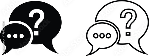 Question mark speech bubbles two versions isolated on transparent background