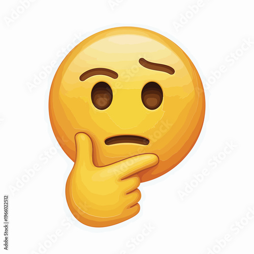 A yellow emoji depicting a thinking face with a hand on chin