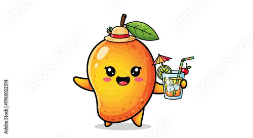 Cartoon orange character with leaf.