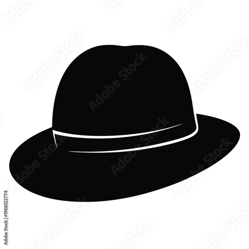 Silhouette of a classic fedora hat with a subtle stripe design