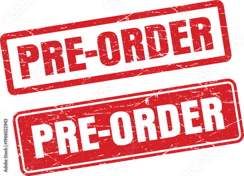 Pre Order Stamp Vector Red Grunge Rubber Seal Label for Online Store Promotion