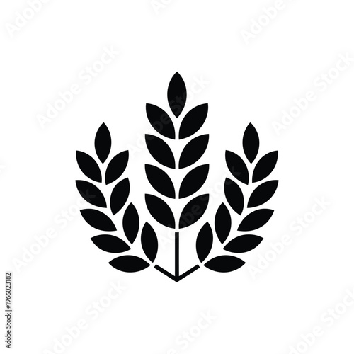 A simple black and white illustration of wheat stalks grouped together