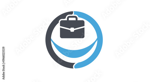 Business logo with briefcase icon.