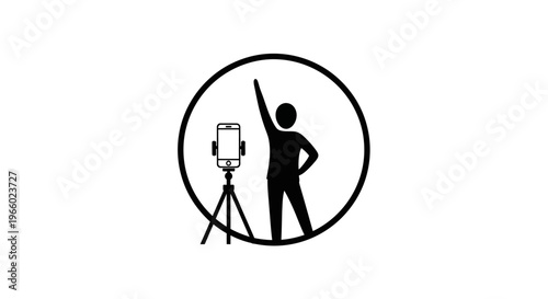 A person standing next to a camera.