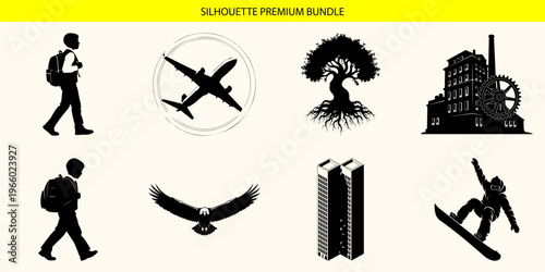 Collection of travel and transportation icons