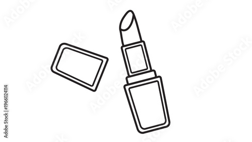 Open Lipstick and Case Icon for Cosmetic Product Showcase Branding Strategy and Online Store Visual Merchandising