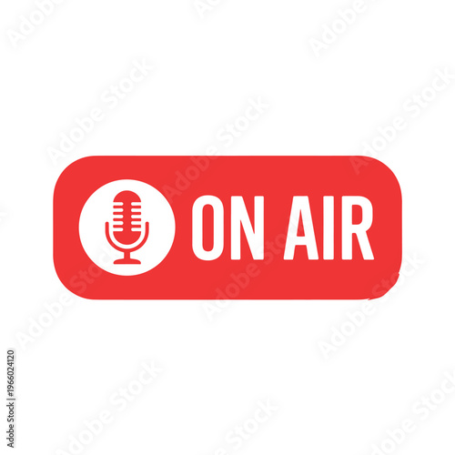 A red button displays a microphone icon and the text on air