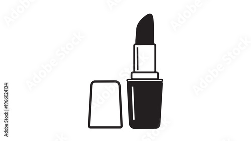 Single Lipstick Icon with Cap for Beauty Product Packaging Branding and Cosmetic Retail Marketing Applications