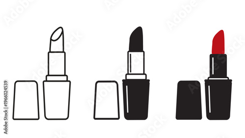 Lipstick Product Lineup Icon Set for Cosmetics Branding Retail Display Strategy and Beauty Ecommerce Catalog Presentation