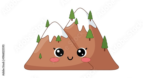Cartoon Mountain with Smiling Face.