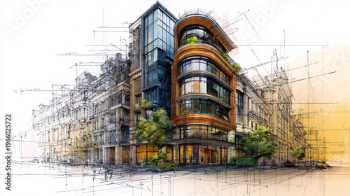 Modern Multi-story Building With Glass Facade And Balconies In Urban Setting For Architecture Concepts